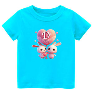 Tshirt kids kaos atasan oblong anak cewek umur 1-12tahun sablon gambar KELINCI LOVE PINK