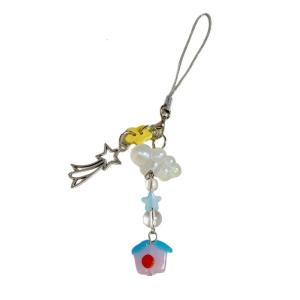 Enchanting Beaded Keychain Starry Clouds House Designs Phone Bag Accessory