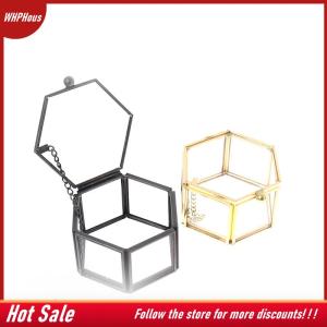 【COD】🔥🔥🔥 Geometrical Glass Jewelry Box Jewelry Organize Holder Ring Box Jewelry Storage