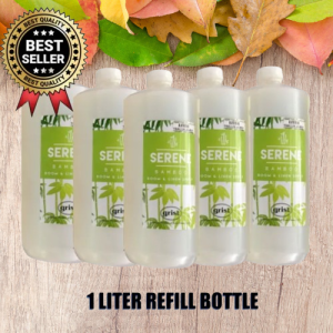 JMS SERENE - 1 LITER REFILL - Bamboo Scent Grist Room and Linen Bed Sheet Fragrance Disinfectant Freshener Spray Car