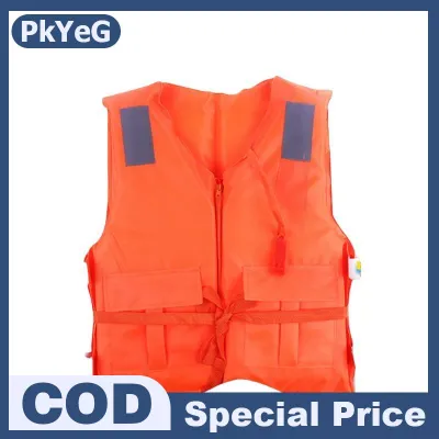 PkYeG 1Pcs Zipper Safety Life Jacket For Adult Flood Rescue Vest Emergency Flotation Device With Storage Pockets Water Survival Safety Gear