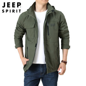 JEEP SPIRIT Áo Khoác Mới Cho Nam Áo Khoác Có Mũ Trùm Đầu Chống Nước Kính Chắn Gió Thường Ngày Dáng Rộng