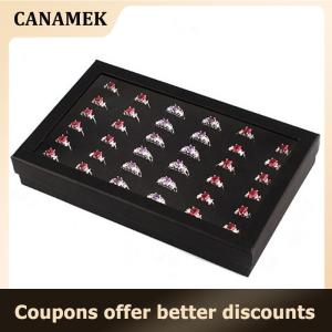 【 CANAMEK 】 Earring Case Display 36 Slots Jewelry Organizer Tray Ring Box Storage Fashion