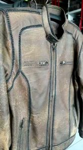 Jaket Kulit domba model Sulam Corak Wash/ belel (Garansi 100% uang kembali jika jaket bukan kulit).