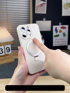 Hidden Magnetic Stand Phone Case For iPhone 17 16 15 14 13 12 11 Pro Max For MagSafe Skin-friendly Silicone Phone Cover For iPhone 17 Air 16 15 14 PLus Max Military Grade Shockproof Protection Casing