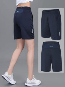 《409》สูง เอว กีฬา กางเกงขาสั้น ผู้หญิง ฤดูร้อน บาง ยืดได้ ถักแห้งเร็ว สตรีทสไตล์ ลำลอง วิ่งขนาดใหญ่ห้าจุด กระเป๋าเสื้อ