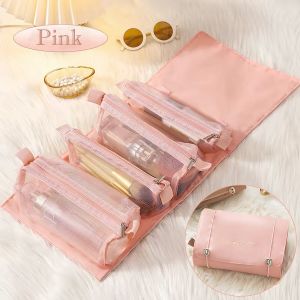 Travel Makeup Bag With Zippered Mesh Pouches For Beauty Products And Tools