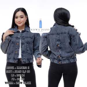 Style Jaket Jeans Wanita Kancing Belakang Dewasa Model Korea Hitam Premium Denim Cewek Masa Kini
