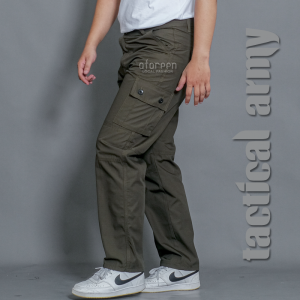 AFAREEN Celana Cargo Pria Ripstop Tactical Reguler Full Length Celana Chino Cargo Warna Army/Abu/Hitam Size 28-38