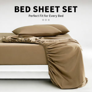 KUNFLOW Hotel Style 100% Cotton Fitted Bedsheet Set | Lightweight & Breathable | Single to King Size