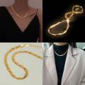 Fashion Gold Necklace 4mm 16/18/20 Inch Blade Necklace Snake Bone Chain Men's Women's Jewelry Gifts Twist Rope Chains Men Women Rose Gold Color Plated Necklace No Fade High Quality Jewelry Gifts SNAKE CHAIN STAINLESS STEEL QUALITY 18K Gold Stainles Steel. 