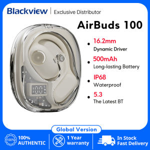 Blackview AirBuds 100 TWS Headphones Long Battery Life Clip-on Earphones for Android iOS Jerry AD7006F4 Bluetooth 5.3 Global Version