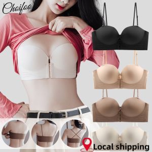 ChoiFoo CHOIFOO บราเปิดหน้าสำหรับผู้หญิงบราชุดชั้นในไร้ตะเข็บบราดันทรงถอดออกได้บรา Cewek Seksi บราไร้สายบราไม่ลื่นนุ่มแนะสวมสบายชุดชั้นในสบายผิว