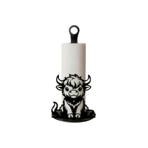 KAWAIIR Wooden Base Tissue Holder Cartoon Decoration Roll Paper Standing Rack Cattle Cute Food Wrap Storage Rack For Kitchen