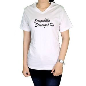 Kaos Vneck Cewek Senyumnya Semangatku