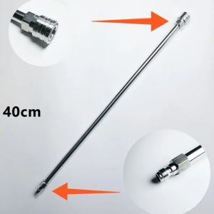 WAPKTY 1Pcs Thép không gỉ Ống nối dài máy rửa áp lực 40cm Đầu nối nhanh 1/4 inch. Thanh nối dài máy rửa áp lực Bền bỉ Kết nối nhanh phun áp lực cao Dùng cho việc vệ sinh nhà cửa vườn tược và xe hơi.