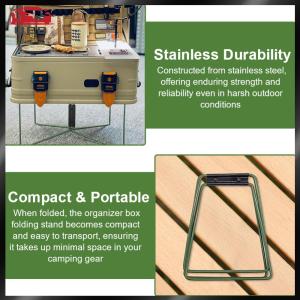 [UEB AUTO] Camping Foldable Metal Stand Portable Iron Storage Box Bracket Stainless Steel Outdoor Storage Boxes Shelves for Outdoor Picnic Fishing