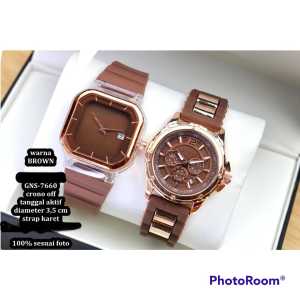 PROMO BUY 1 GET 1 - Jam Tangan Wanita Tali Rubber Chrono Variasi Tanggal Aktif Free Box