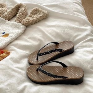[Free Shipping] Trendy Wedge-Heeled Soft-Soled Flip-Flops For Women Featuring A Thick Sole Non-Slip Design And Height-Enhancing Effect Perfect For Summer And Indoor Wear In A Fashionable Korean Style