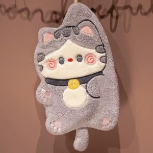 MLADEN Soft Hanging Hand Towel Kitchen Thick Cute Cat Cartoon Bathroom Toilet Dish Cloth Water Absorbent Tuala Tangan