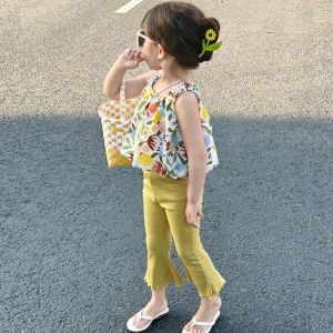 pandu ชุดไทยเด็กหญิง ชุดเด็กผู้หญิง ชุดเด็กผู้หญิง หวาน เจ้าหญิงสาวน้อย ชุดฤดูร้อนสองชิ้น