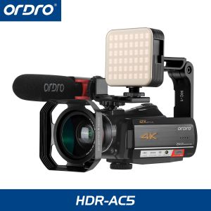 ORDRO HDR-AC5 4K Camcorder with 12x Optical Zoom Video Camera 3.1" IPS HD 1080P 60FPS WiFi Vlog Camera for YouTube Vlogging Camera
