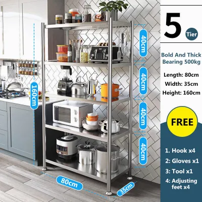 CompactSteel​​ store Stainless Steel Kitchen Storage Cabinet Heavy Duty Kitchen Racks Organizer Supermarket Warehouse Stand Rack
