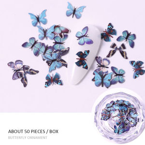 DECINIEE 1 Box 5 Styles Mixed Color Butterfly Sequins Butterfly Nail Sticker Nail Art Decoration Nail Decal Sticker DIY Manicure Accessory