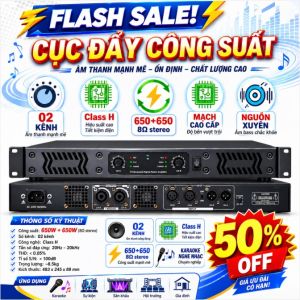 Cục Đẩy 2 kênh class 2K Công Suất650w + 650w Chuyên Ghép Loa Full Đơn Gia ĐìnhMonitor Sân Khấu.