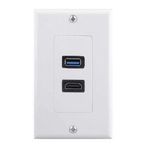 HDMIs USB3.0 Wall Plate Ethernet Face Plate for Quick Plugs and Play Installation with Support for High Clearly Video