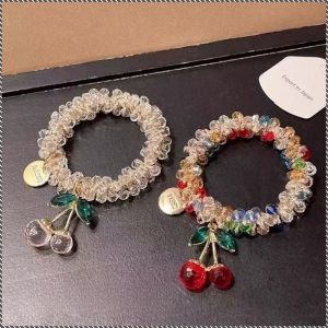 Headdress Headband Temperament Ponytail Rhinestone Color Ful Bracelet Summer Cherry Dual-purpose