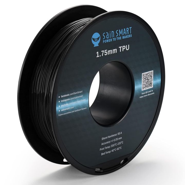SainSmart TPU Filament 1.75, Blck Flexible TPU 3D Printing Filament, 1. ...