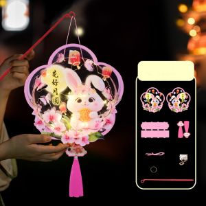 MIIQNUS Di động Đèn lồng thỏ Trung Quốc Truyền thống Dễ thương Đồ chơi đèn LED Túi vật liệu DIY Phước lành Đèn lồng cổ điển Lễ hội mùa thu giữa năm