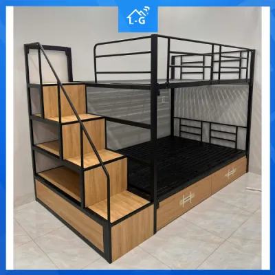 GIƯỜNG TẦNG SẮT CẦU THANG HỘP – KÈM 2 HỘC KÉO LỚN