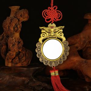 已开光 招财 彩色虎头阴阳太极铜钱八卦镜挂件二十四节气生肖五帝钱寺庙家用礼物 Colorful Tiger-head Yin-Yang Taiji Copper Coins Bagua Mirror Pendants 24 Solar Terms Zodiac and Five Emperors Coins Temple Household Gifts