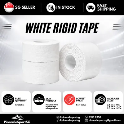 (SG) White Sports Rigid Tape (3.8cmx13.7m)/(5cmx13.7m) / (2.5cm x 10m) Leukotape Athletic Finger Ankle Joints Martial Arts Football Soccer Boxing Protection Stability