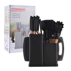 19PCS Silicone Cooking Utensil Set with Knife Holder – Scratch-Free Kitchen Tools for Non-Stick Cookware
