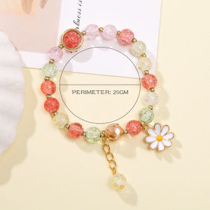 Stylespot⚡Gelang kristal daisy / gelang mode kristal bunga matahari perhiasan wanita / gelang manik-manik pacar siswa gelang manik-manik