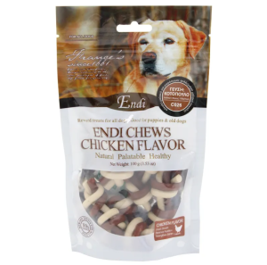 Endi Small Soft Knotted Bone Chicken Green Tea Bone Dental Chew Dog Pet Treats Snack 2.5" 5PCS 100G