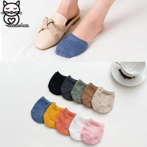 SHAN Forefoot Socks Woman Summer Solid Color Candy Female Half Foot Toe Cover Half Socks Heels Invisible Cotton Breathable Socks