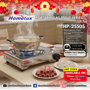 HOMELUX STAINLESS STEEL PORTABLE GAS STOVE SERIES HP-2550S Dapur Gas Portable Outdoor Camping Steamboat