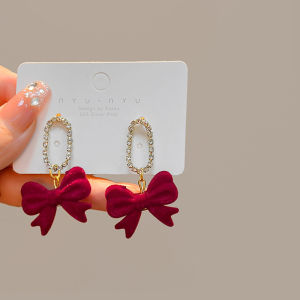 Retro Style Red Bowknot Stud Earrings for Women Girls Simple Earings Piercing Aesthetics Elegant Earrings Christmas Jewelry Gift h260609
