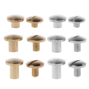 10 Pairs Pure Copper Chicago Screws Posts Metal Chicago Screws Leather Binding Screw Solid Belt Tack Screw Durable