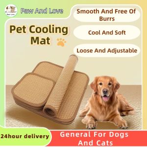 Dog Mat Breathable Cat Summer Cooling Rattan Grass Bed Pet Sleeping Square Mat Cat Nest Pet Pad