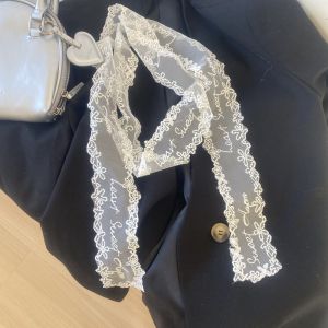 English alphabet patterns lace flowers scarf for women twilly scarves and accessories for women SJ1000