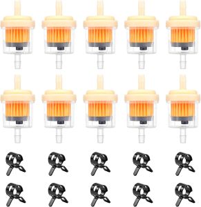 Tnisesm 10Pcs Gas Inline Fuel Filters 1/4 Inch x 5/16 Inch with magnet for Kawasaki Kohler Briggs & Stratton John Deere