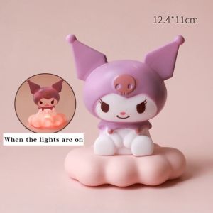 Kawaii Sanrio Night Light Anime Cartoon Hello Kitty Kuromi Cinnamoroll Melody LED Light-emitting Ornaments Bedroom Sleep Lamp