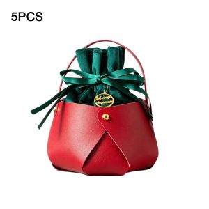 NAELIN Vải flannel Túi quà Giáng sinh Chất liệu nhung Thiết kế Đỏ Xanh Túi nhung Thanh lịch Túi cầm tay Túi xách quai da Tiệc Giáng Sinh