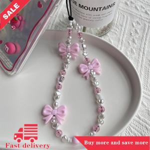 [COD] Simple Cute Kawaii Bowknot Beaded Phone Chain Fashion Delicate Keychain For Women Girls Sweet Bag Decoration Accessories Gifts