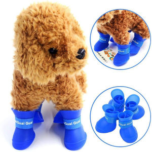 4pcs/set Pet Rain Boots Colorful Waterproof Dog Shoes Pet Rain Boots Non-slip Comfortable Waterproof Dog Shoes